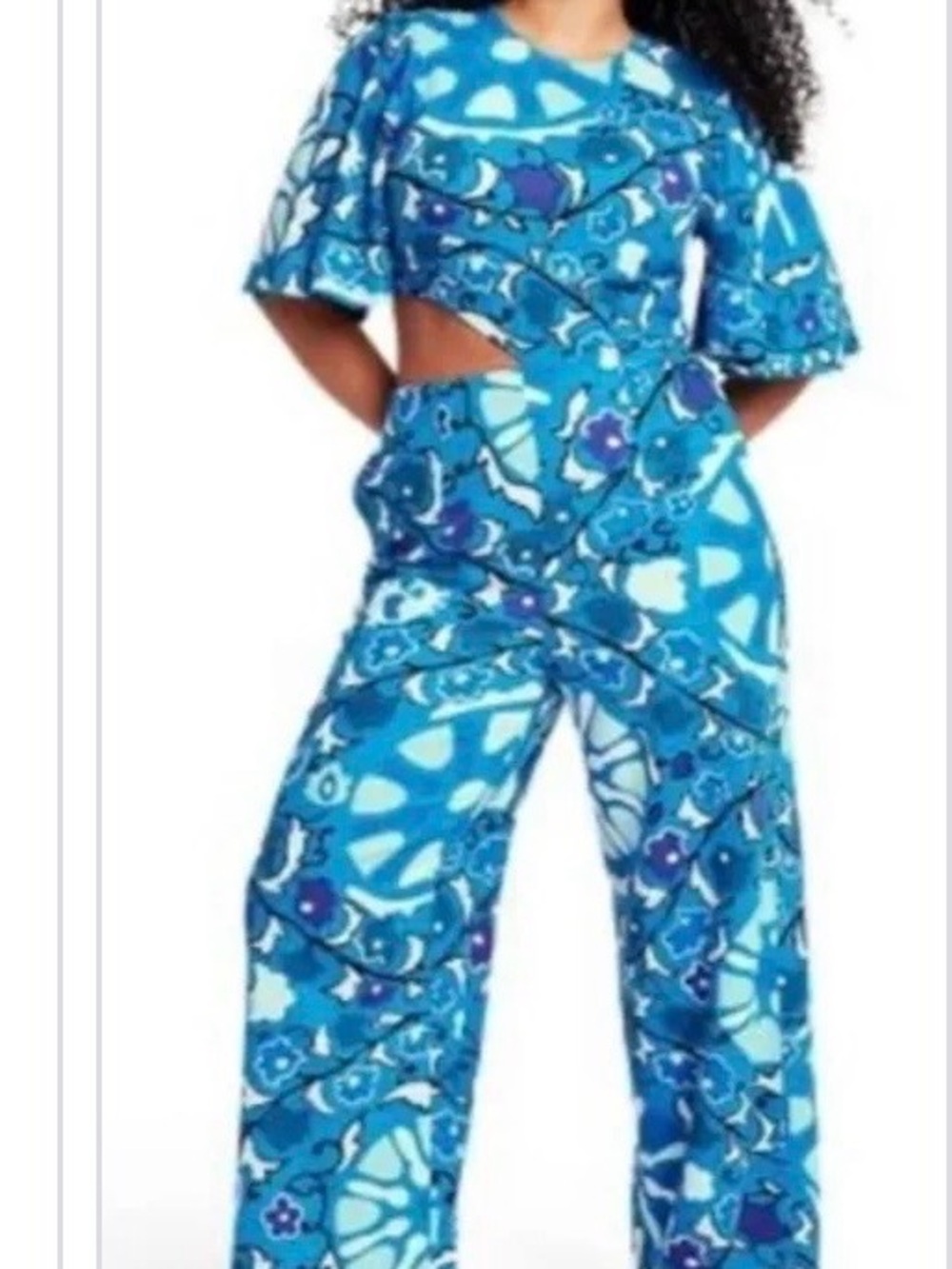 Rhode x Target Bright Blue Floral Cutout Jumpsuit